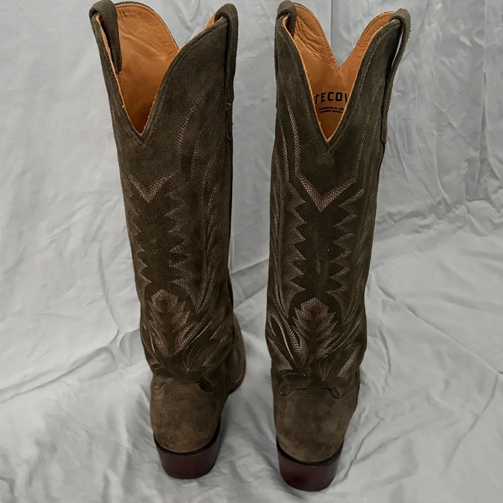 Tecovas Abby Olive Green Suede Cowgirl Boots - Picture 6 of 6